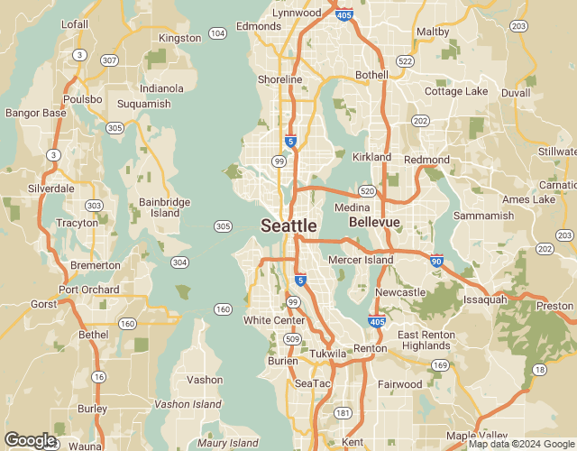 Mapa de Seattle, Washington, Estados Unidos